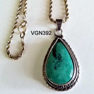 Vintage Turquoise and Sterling Silver Pendant